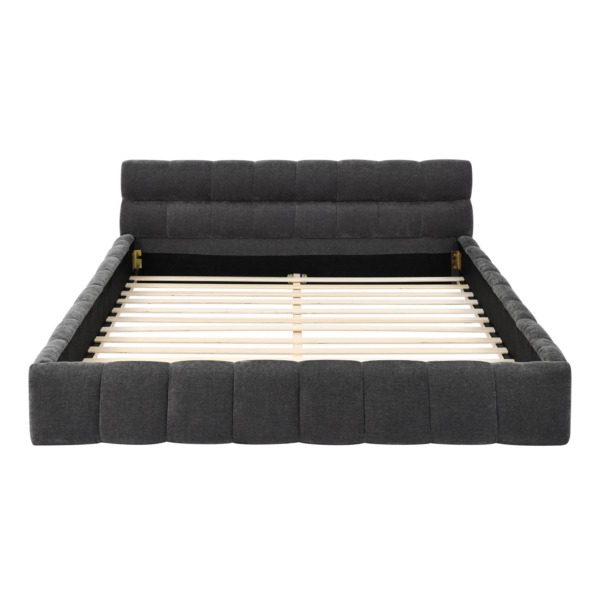 Dark Grey Queen Size Upholstered Chenille Platform Bed for wholesale on Faire6