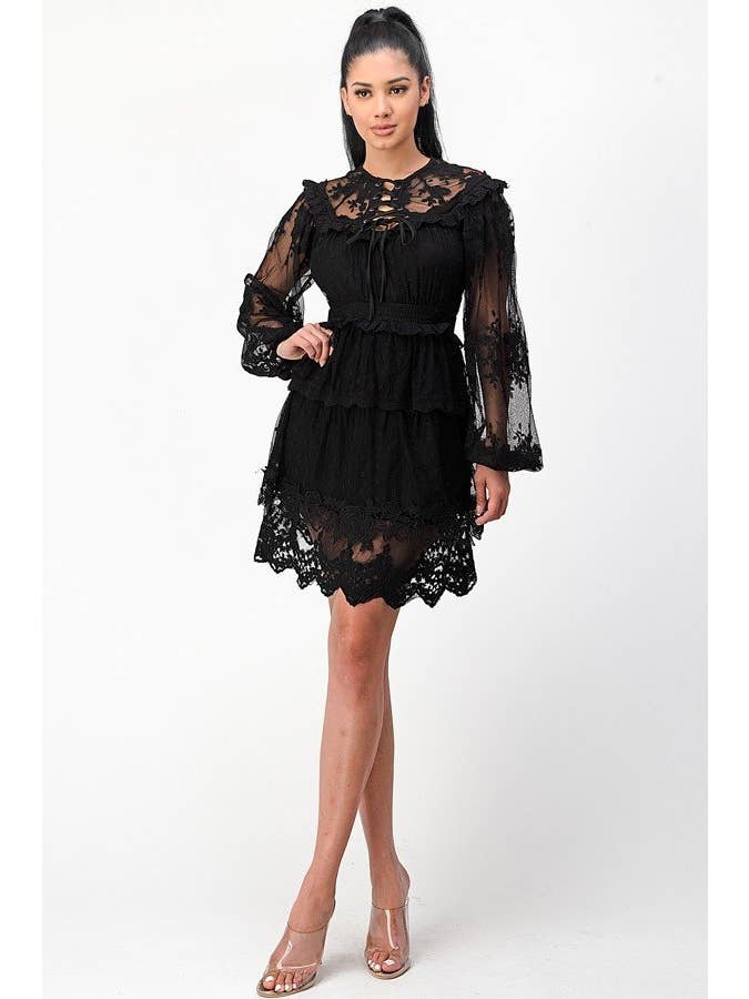 SHOP17 - Wholesale Dress - Women's - Lace crochet mini dress 4543D-A7