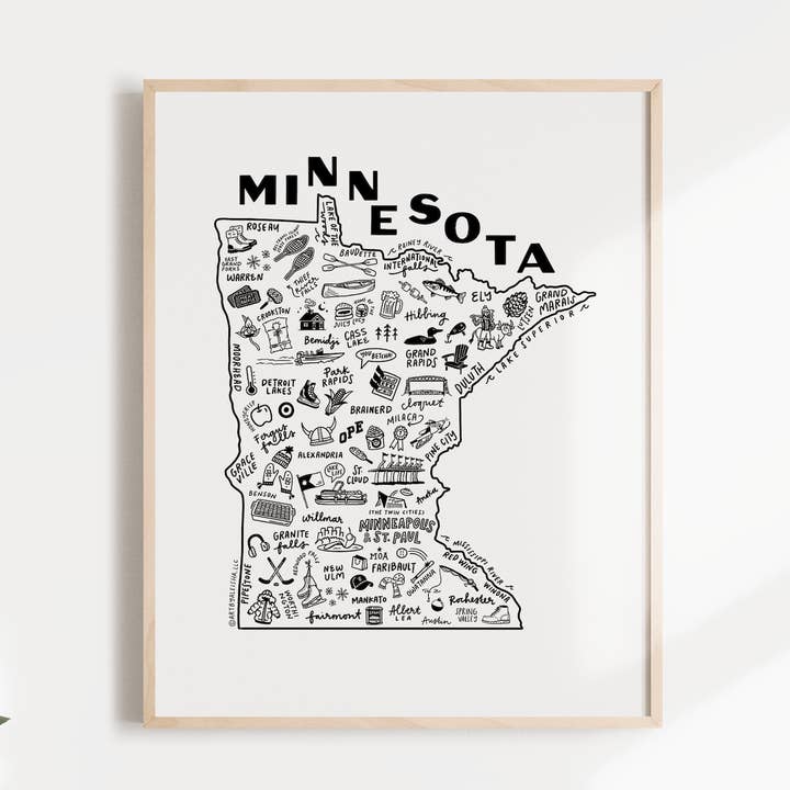 State of Minnesota Map Print for wholesale by By Aleisha