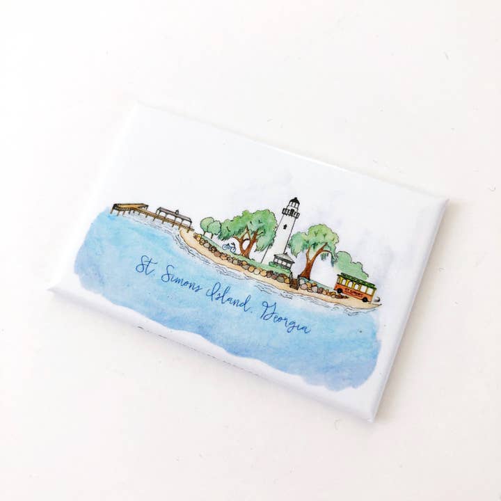 Saint Simons Island, Georgia Skyline Magneten voor wholesale door Natty Michelle Paperie
