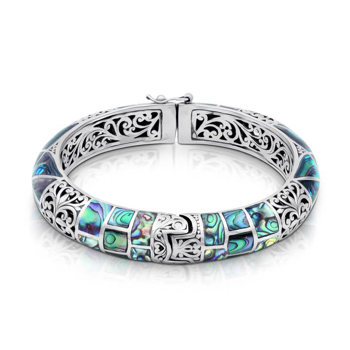 Balinese Sterling Silver Bangle with Abalone for wholesale by Damai Designs