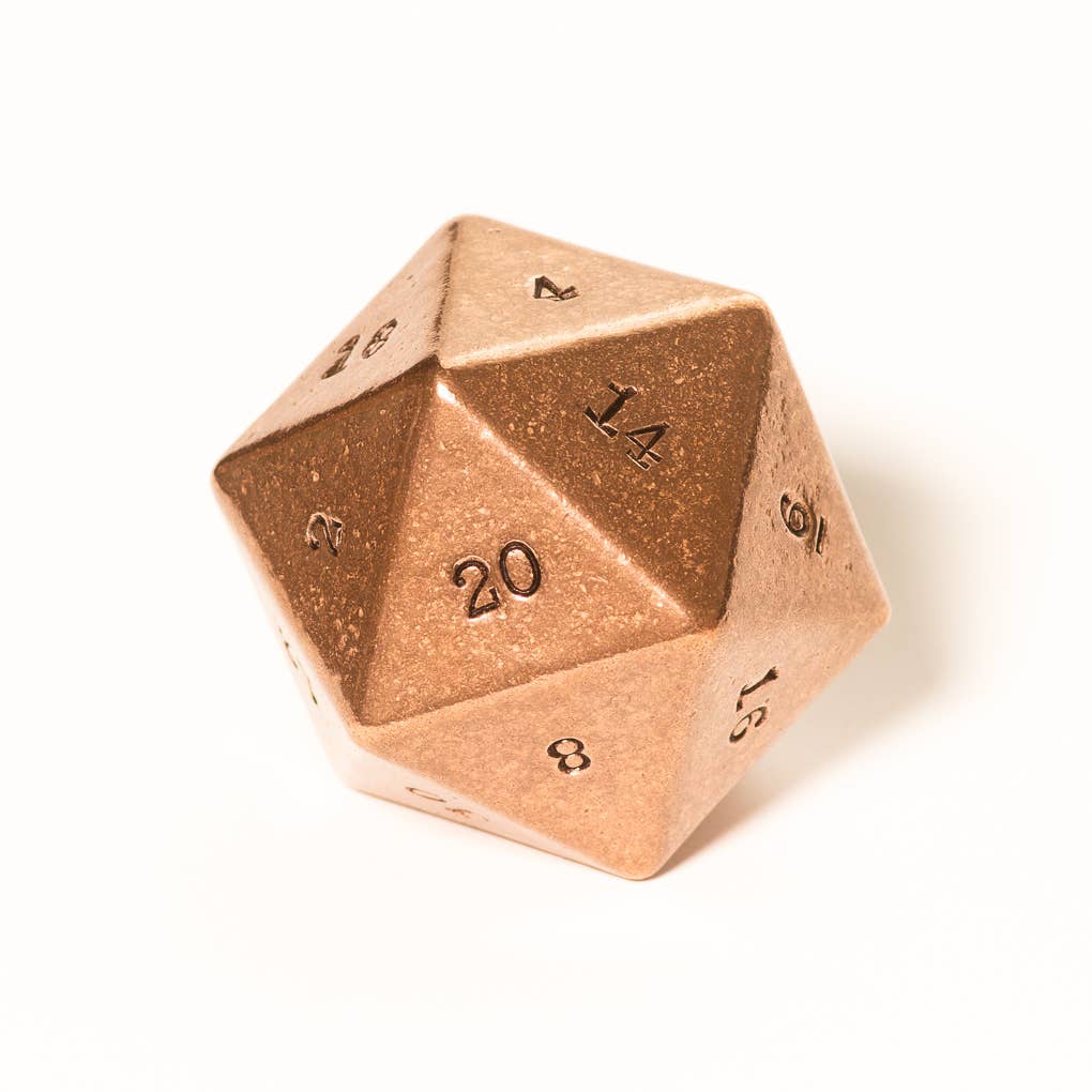 Shire Post Mint - Wholesale Dice - Metal Dice - Copper Hand Numbered D20 - 2" - 1.44 lb
