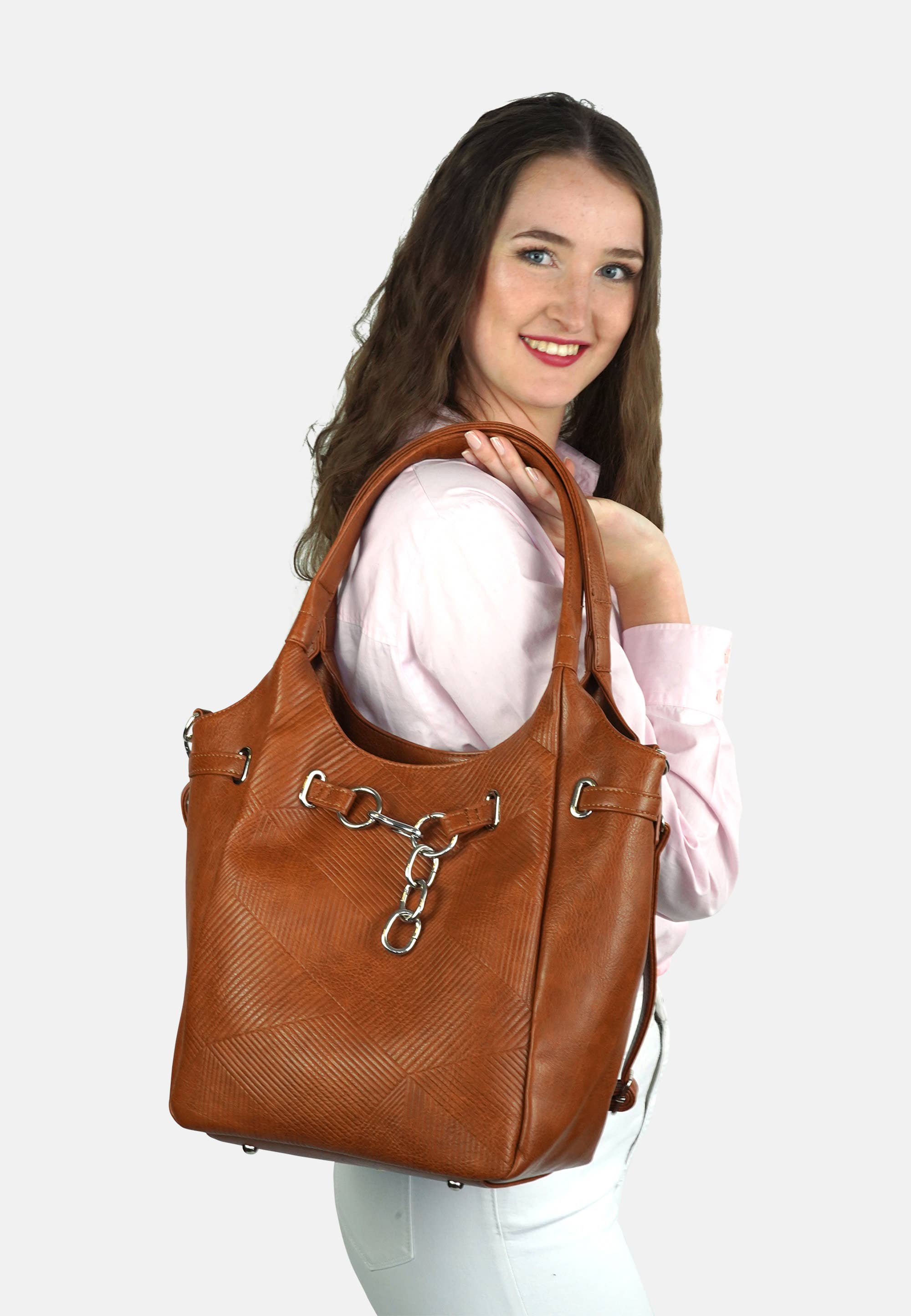 HJS - Vente Porte-document – femme - Sac à bandoulière 'PAIGE' - Élégant sac avec détail chaîne13
