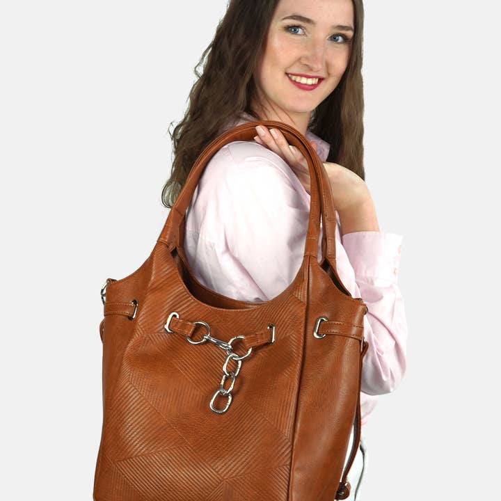 HJS - Vente Porte-document – femme - Sac à bandoulière 'PAIGE' - Élégant sac avec détail chaîne13