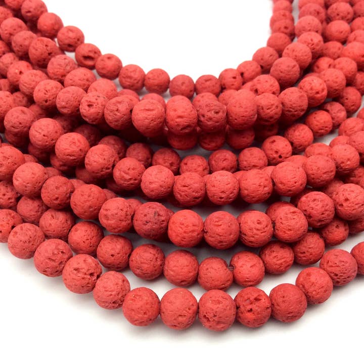 Only Beads - Wholesale Beads - Fiery Red 6mm Lava Rock Diffuser Beads – Natural & Aromatic