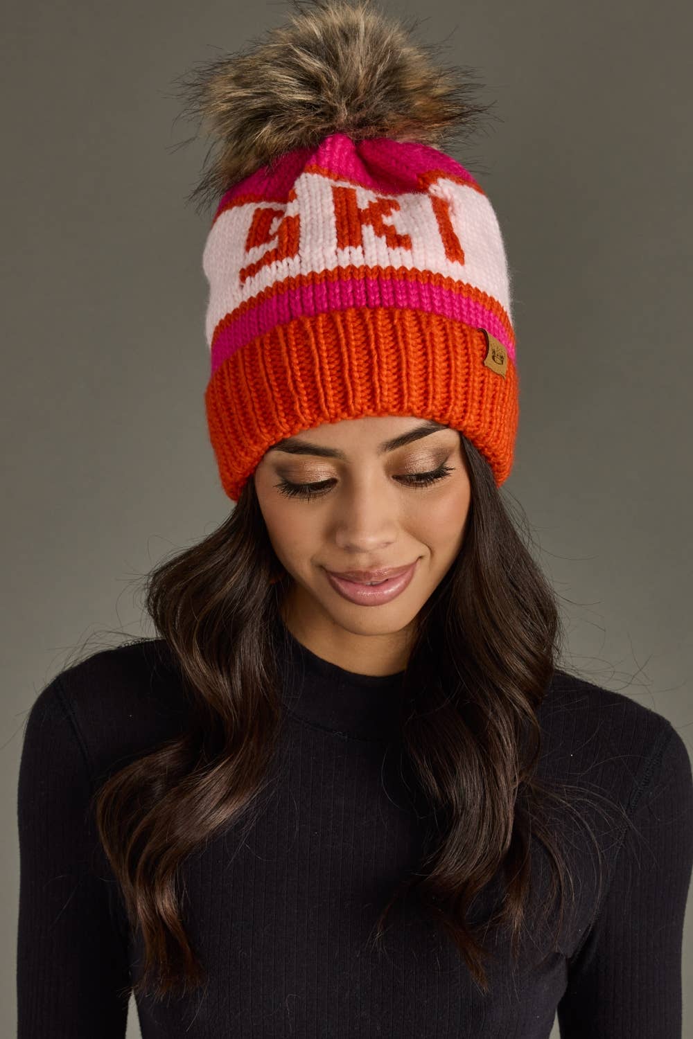 Panache Apparel Co. - Wholesale Beanie - Women's - Orange, Blush & Pink Ski Pom Hat1