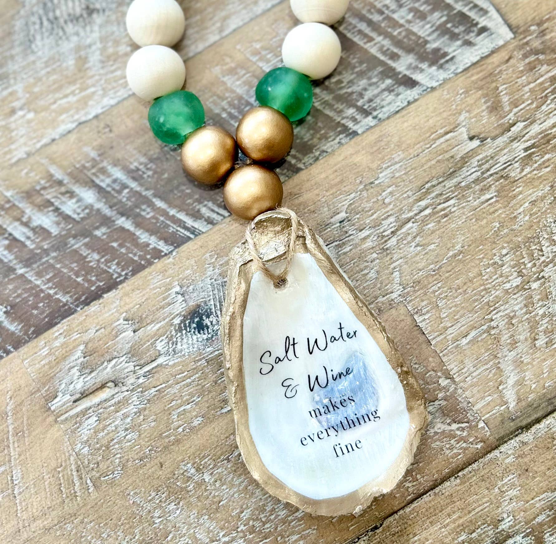 Coast and Cork - Wholesale Wine Charm - Saltwater & Wine Make Everything Fine - Beaded Bottle Charm4