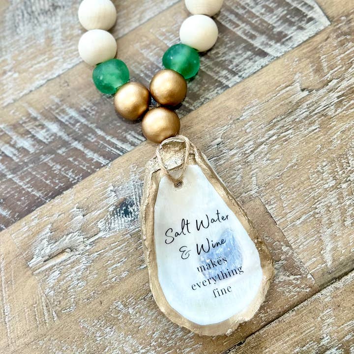 Coast and Cork - Wholesale Wine Charm - Saltwater & Wine Make Everything Fine - Beaded Bottle Charm4