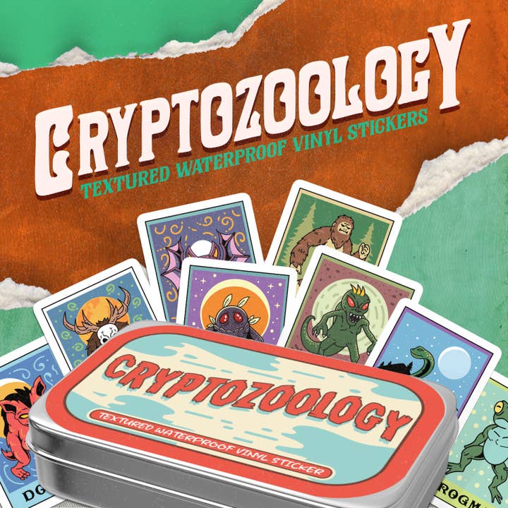 Cryptozoology Stickers Tin Can for wholesale by Girls Printing House