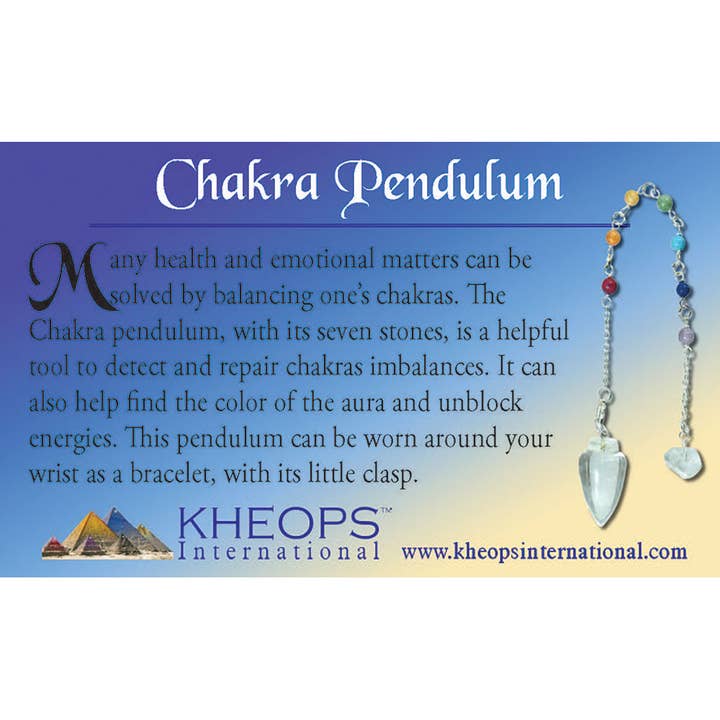 Pendulum Properties Info Card - Chakras (Each) for wholesale by Kheops International