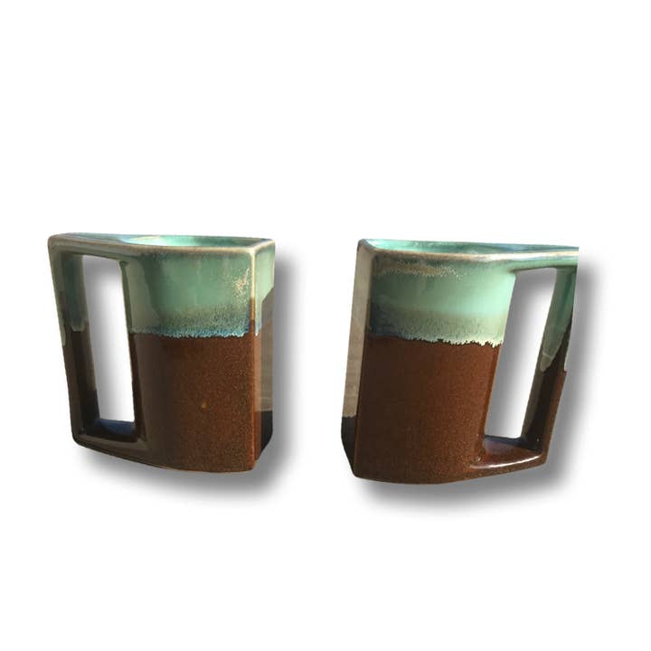 Galleyware - Wholesale Coffee Mug - Brown/Seafoam Glazed Artisan Mugs (Coklat Glossy Melt)