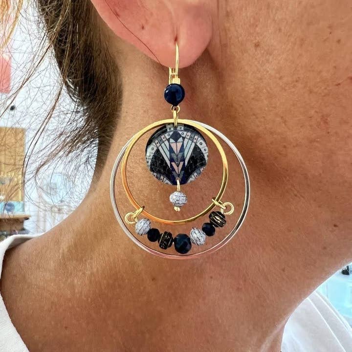 Bicolored Creoles Gatsby Gat0012 for wholesale by Miss Pompom