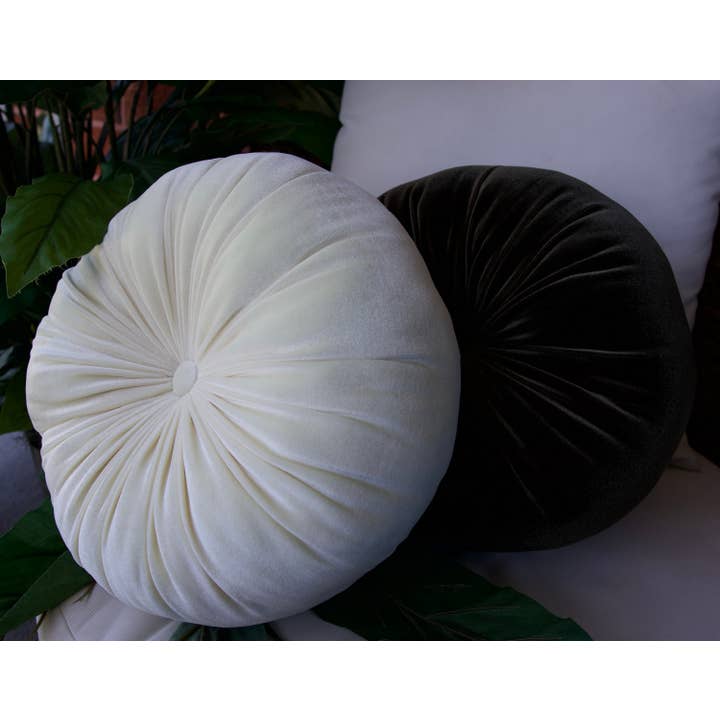 Phionah by Phionah Llc - Wholesale Throw/Decorative Pillow - Round Velvet Cushion Cream 12"