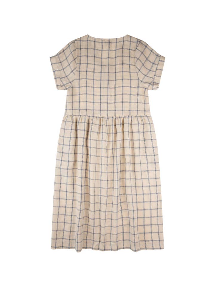 Matona - Wholesale Dress - Women's - Linen Midi Dress / blue net