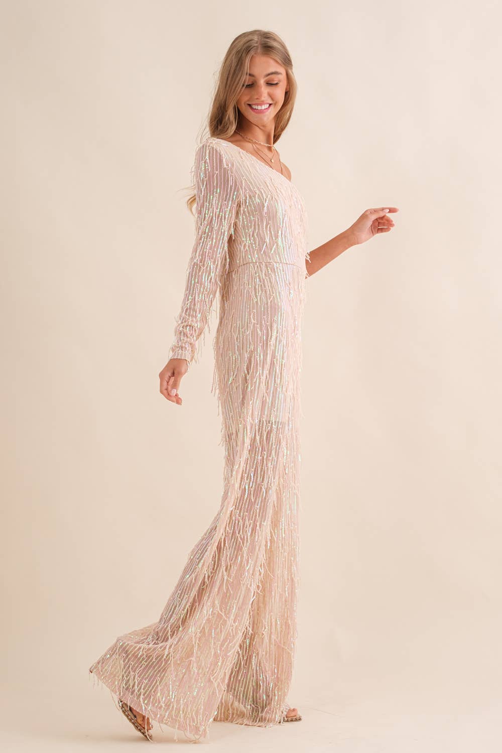 Blue B - Wholesale Jumpsuit - Women's - 34015R - Sequin Fringe Embellish One Shoulder Jumpsuit11