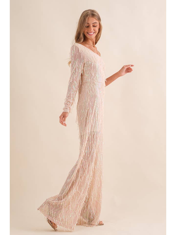 Blue B - Wholesale Jumpsuit - Women's - 34015R - Sequin Fringe Embellish One Shoulder Jumpsuit11