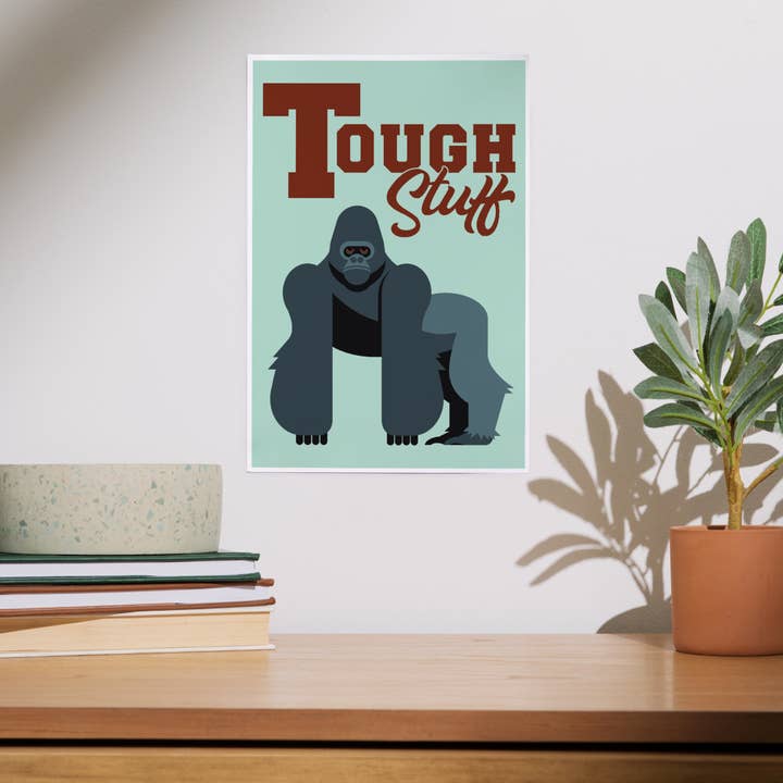Lantern Press - Wholesale Art Print - ART PRINTS Gorilla, Geometric, Tough Stuff1