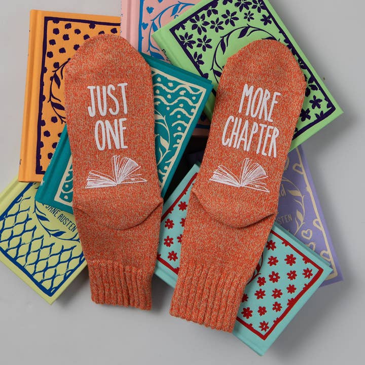 "Just One More Chapter" Book Lovers Socks for wholesale by The Obstinate Octopus