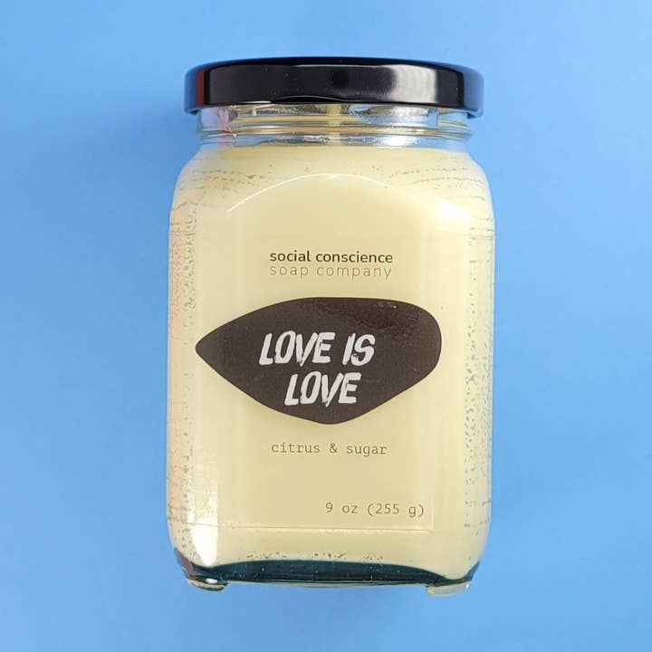 Love Is Love - 9 oz candles for wholesale by Social Conscience Soap Company