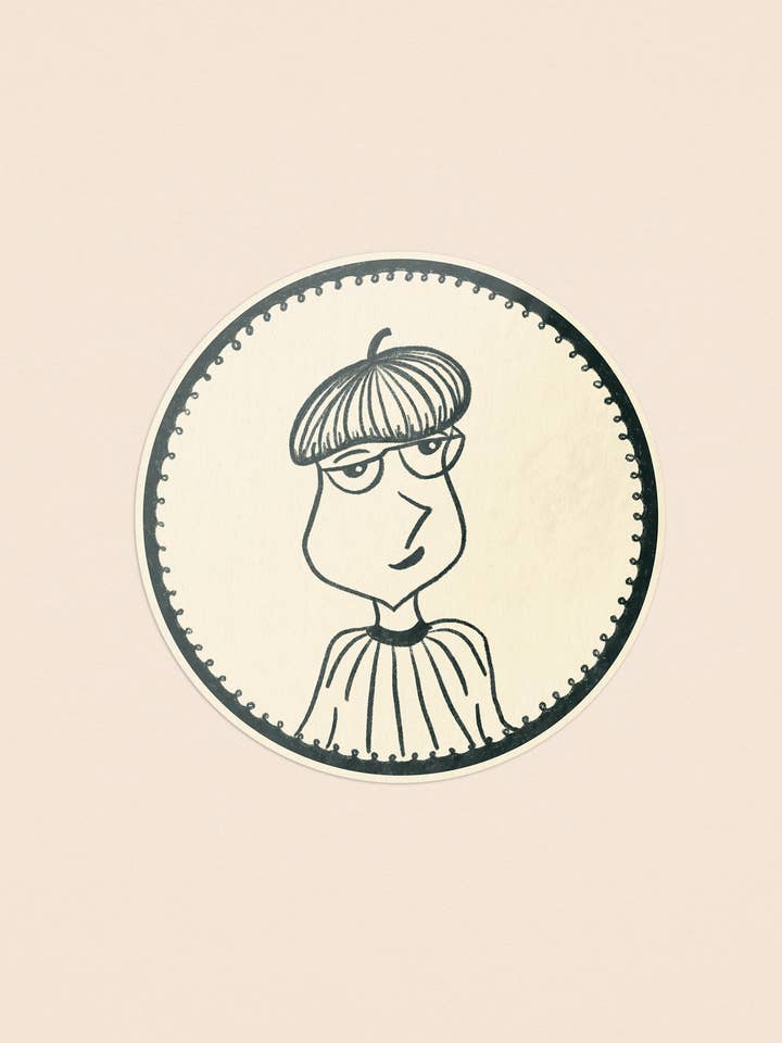 Autocollant Rond Illustré de Sommelier pour la vente par One & Only Paper