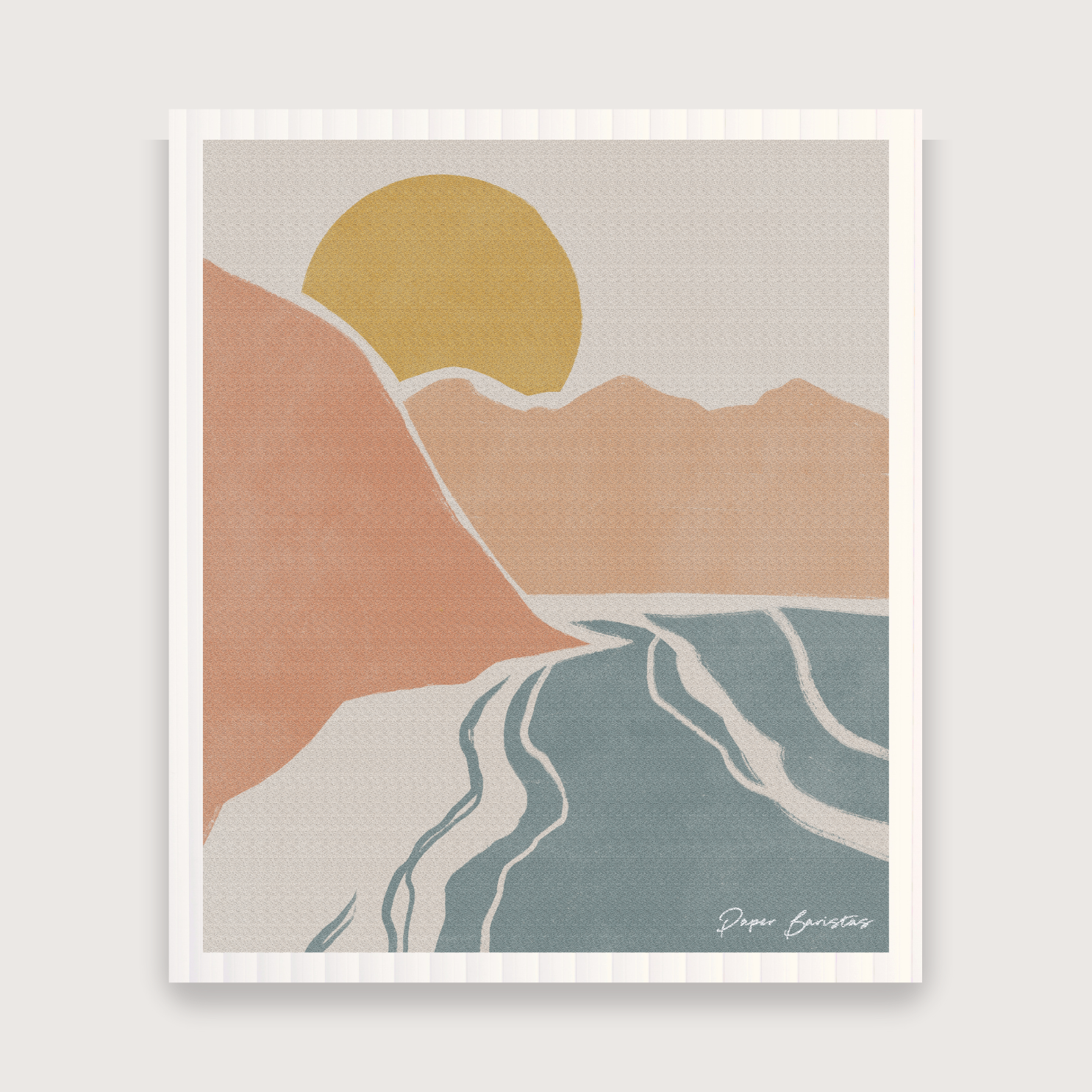 Paper Baristas - Wholesale Dishcloth - Set of 3 Swedish Dishcloth: Landscape Line Beach2