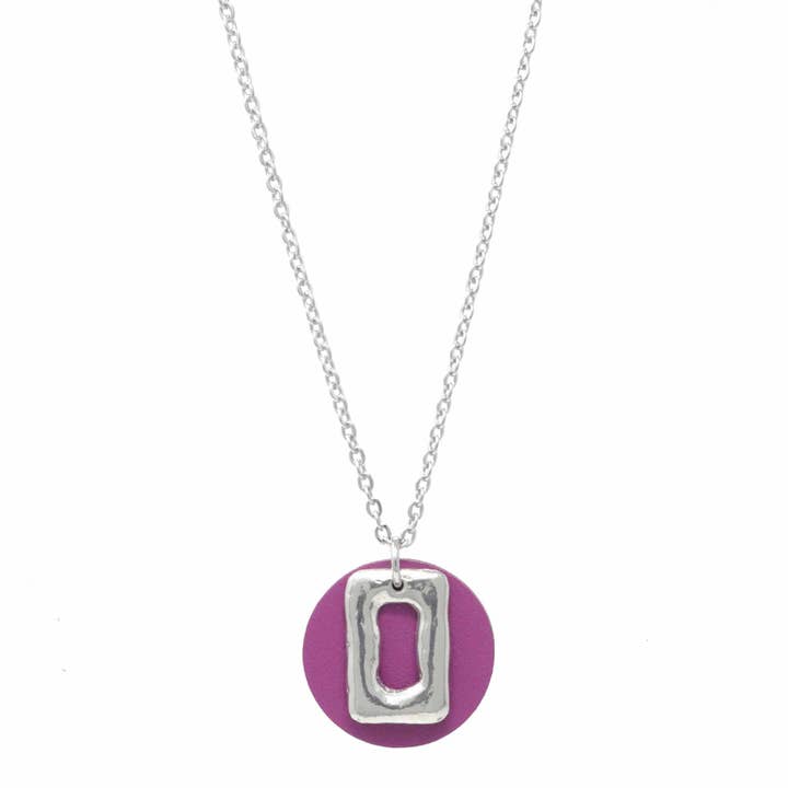 Sobo & Co Jewellery – wholesale Pendant/charm necklace – Short Necklace With Medium Ring & Leather Circle Grape