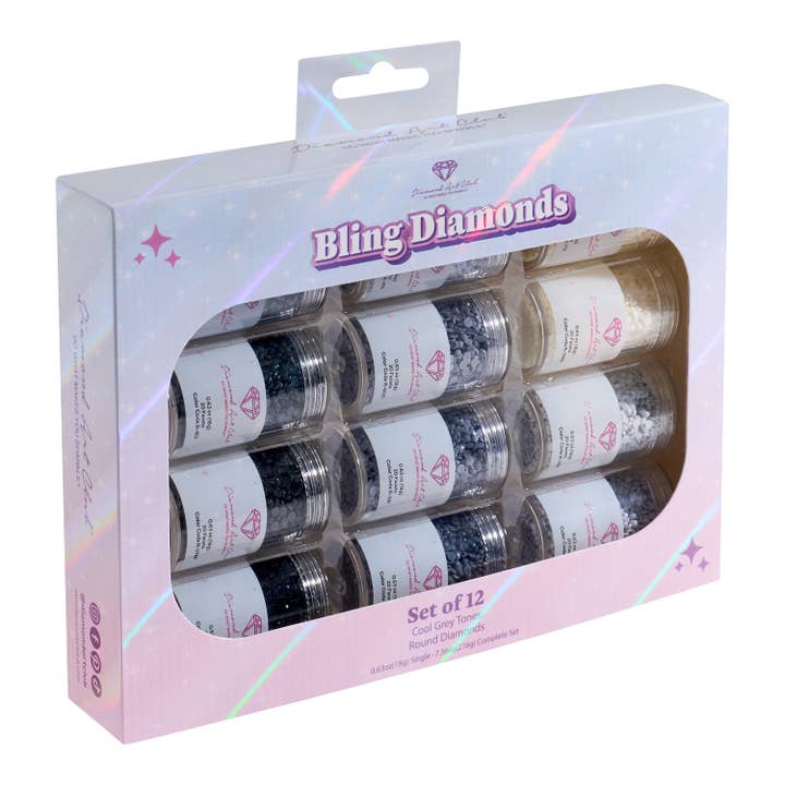 Bling Diamonds – Cool Gray Tones Round (Set of 12) for wholesale by Diamond Art Club