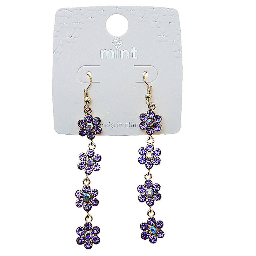Atlas Fashion - Wholesale Dangle Earrings - Rhinestone Flower Cascade Earring0