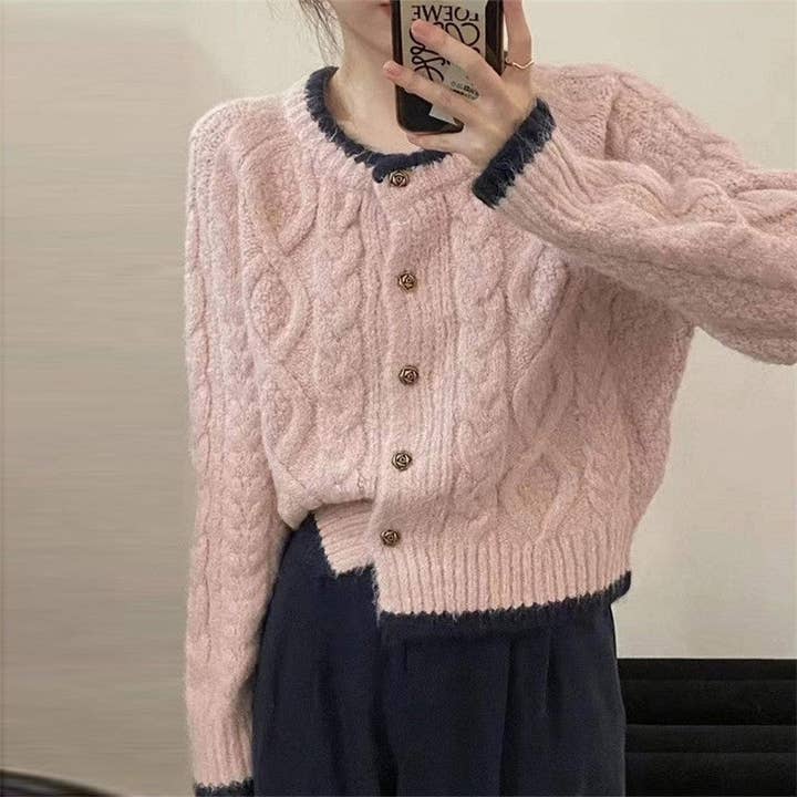 Colorblock Cable Knit Sweater for wholesale by FurDecoration