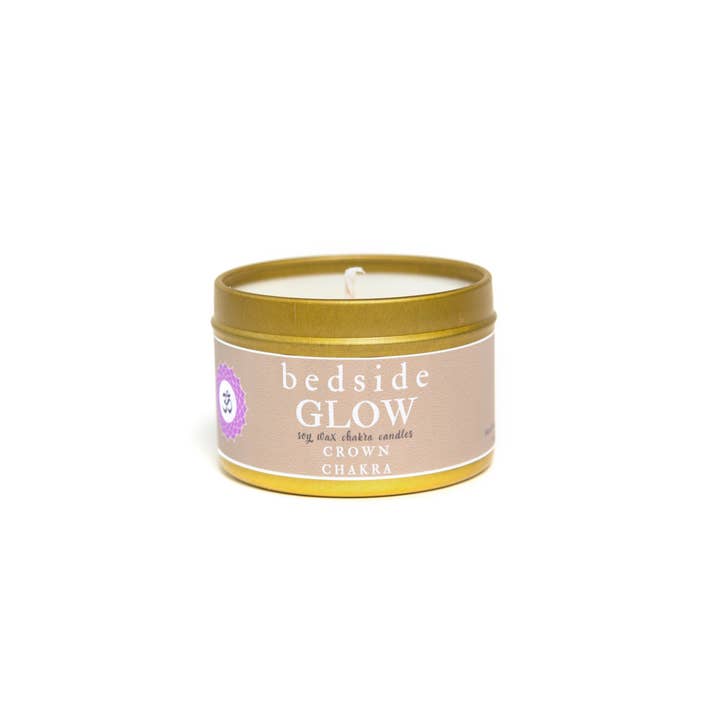 Bougie en étain de voyage Chakra de la Couronne pour la vente par Bedside Glow