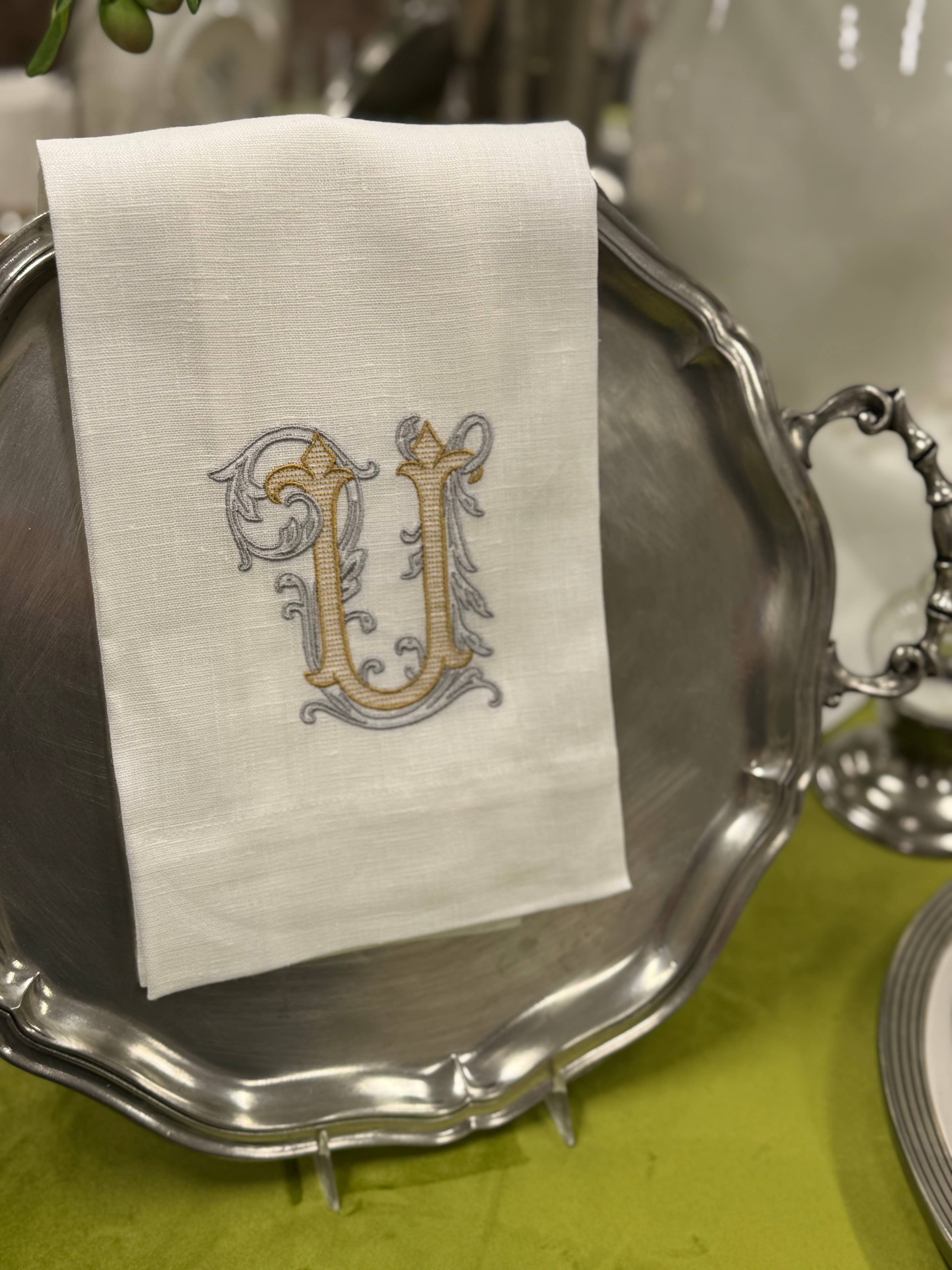 Arte Italica & Crown Linen Designs - Wholesale Tea Towel - Vintage Vine Monogram Linen Towel17