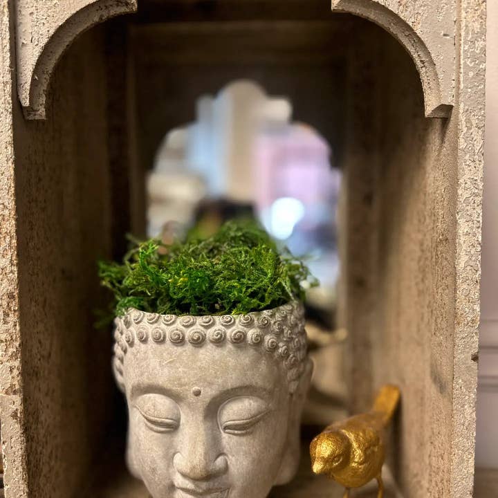 Vagabond Vintage - Wholesale Wall Planter - CEMENT WALL MOUNT HANGING BUDDHA PLANTER2