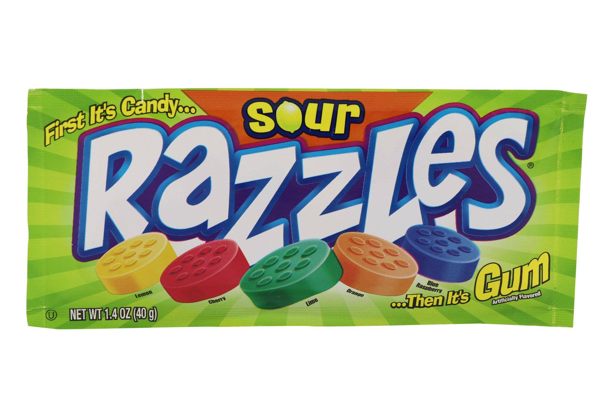 Grandpa Joe's Candy Shop - Wholesale Chewing Gum - Razzles Candy Sour Flavor, 24ct1