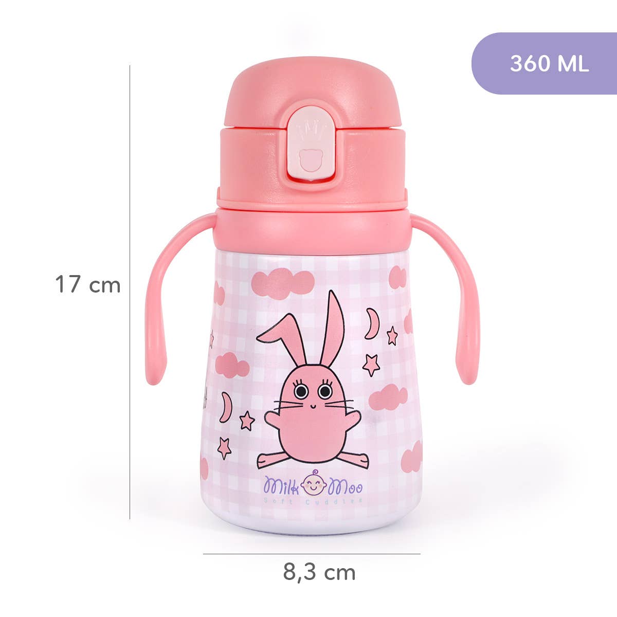 Multi Colored Milk&Moo Steel Kids Water Bottle Çançin 360 ml for wholesale on Faire2