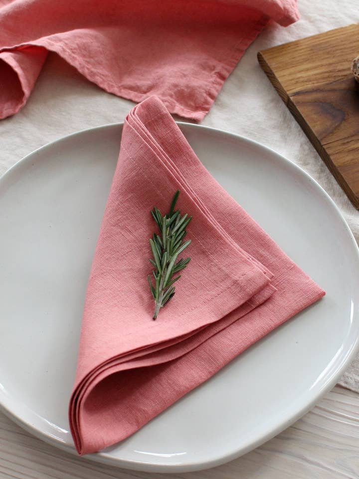 Dusty Rose Linen Napkins - Set of 4 for wholesale by My Kitchen Linens