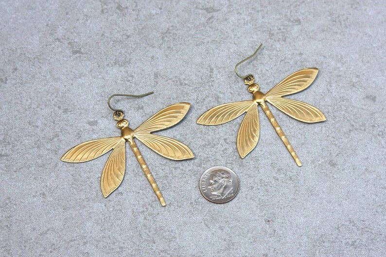 daniAWESOME - Wholesale Dangle Earrings - Brass Dragonfly Earrings3