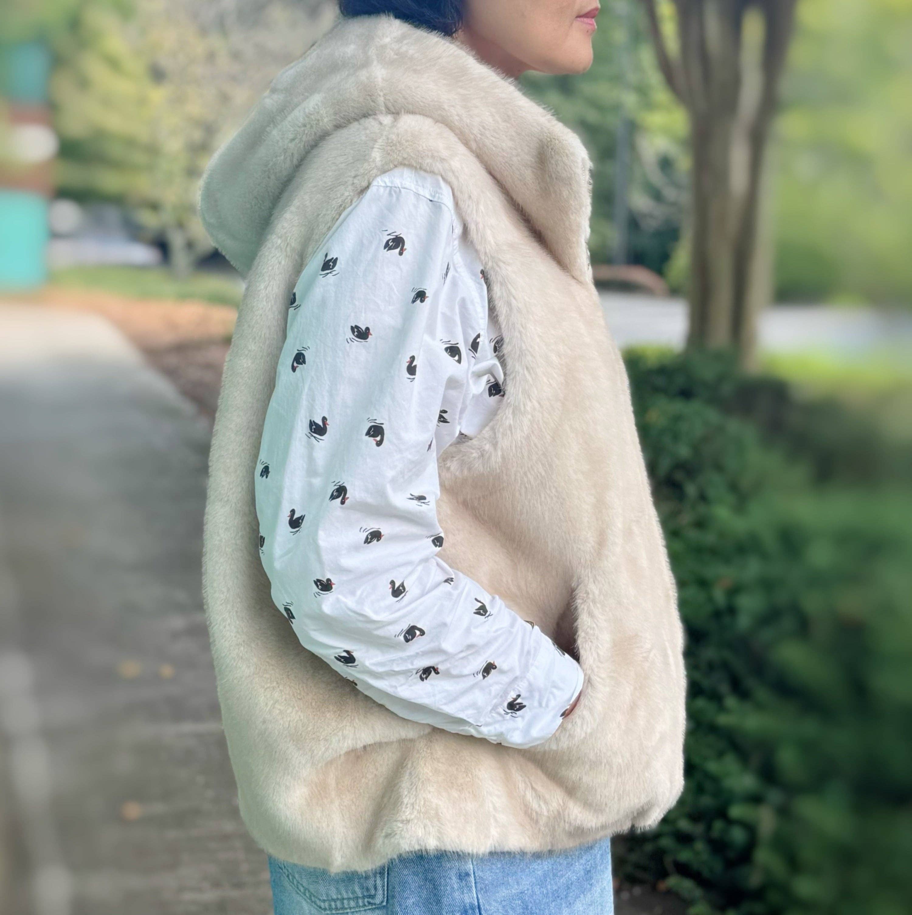 Ellison+Young - Wholesale Outerwear Vest - Women's - Real Feel Faux Mink Fur Hooded Vest3