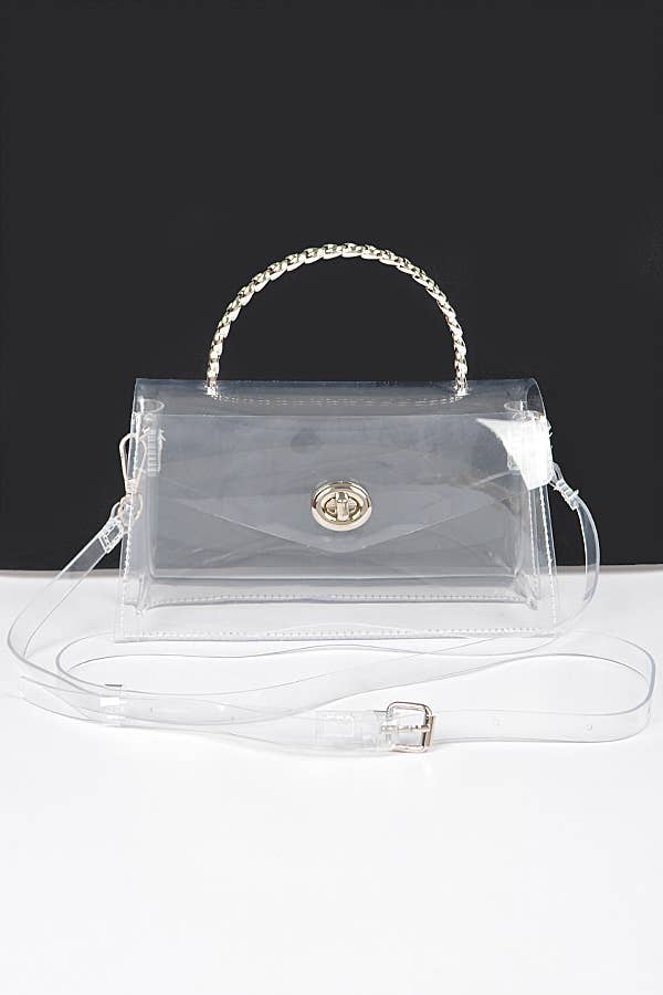 Shop Neighbors - Wholesale Clutch Bag - Women's - Transparent Metal Handle Flap Clutch1