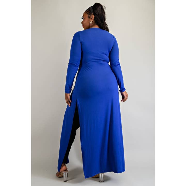 Curve Market - Vendita all'ingrosso Tunica - Donna - Top maxi taglie forti con maniche lunghe, scollo a incrocio e apertura a goccia6