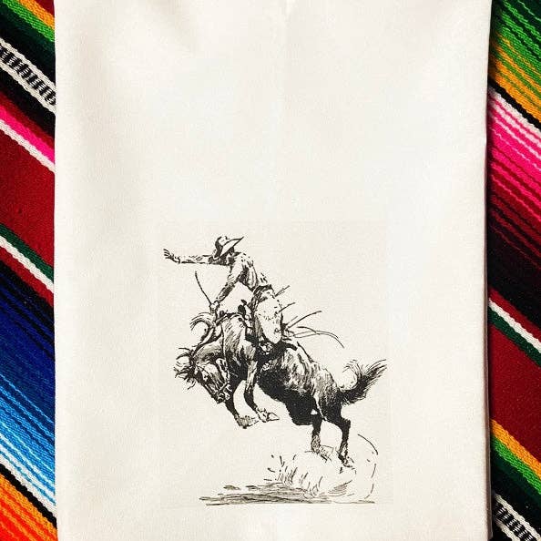 Red Dirt Ranch Clothing Company – Toalha de chá por atacado – Pano de Prato Bronc Rider 19100