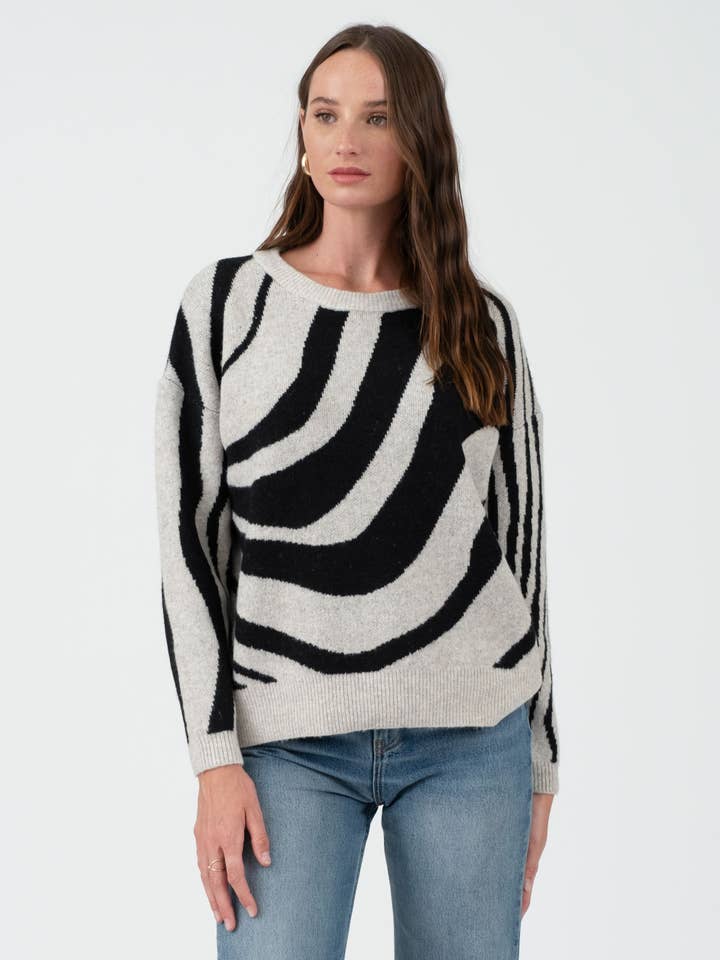 ZEBRA PRINT LONG SLEEVE SWEATER for wholesale by The Workshop Studio
