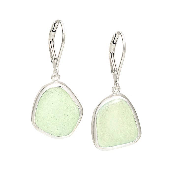 Sea Glass Drop Earrings Soft Green for wholesale by Oceano Sea Glass
