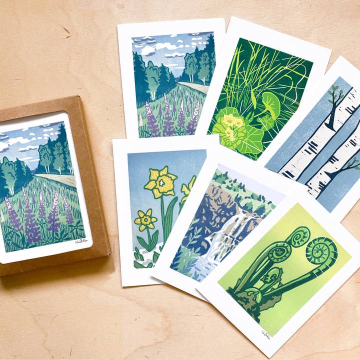 Boxed Set of Spring Greeting Cards (6 cards) for wholesale by Nan Onkka Prints