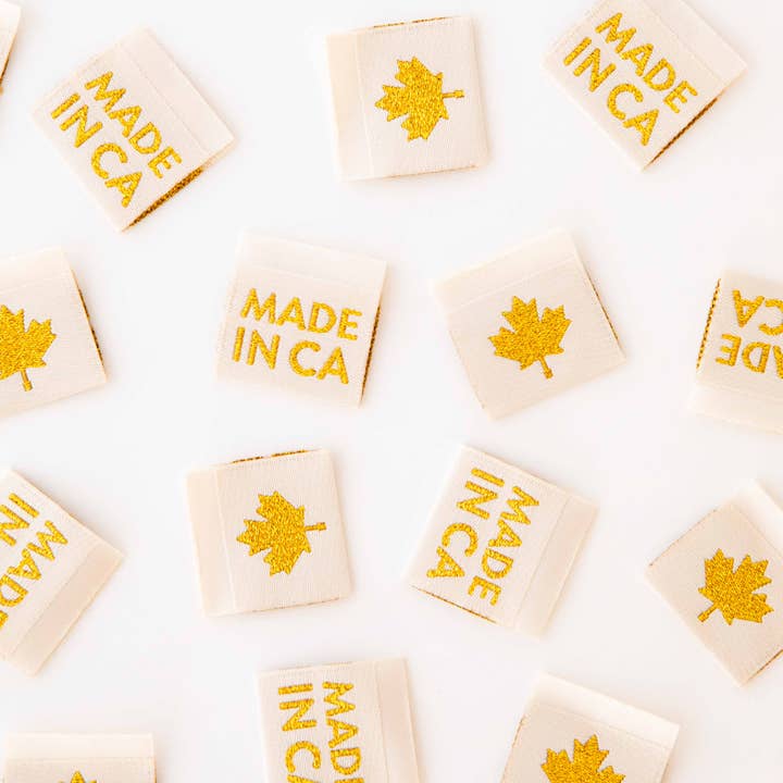 Sarah Hearts - Wholesale Craft Supplies - Made in Canada Gold - Sewing Woven Quilt and Garment Label