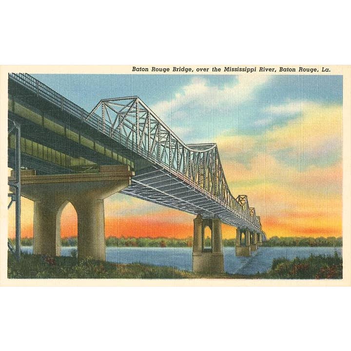 Cartolina LU-303 Ponte di Baton Rouge sul Mississippi per la vendita all'ingrosso da parte di Found Image Press