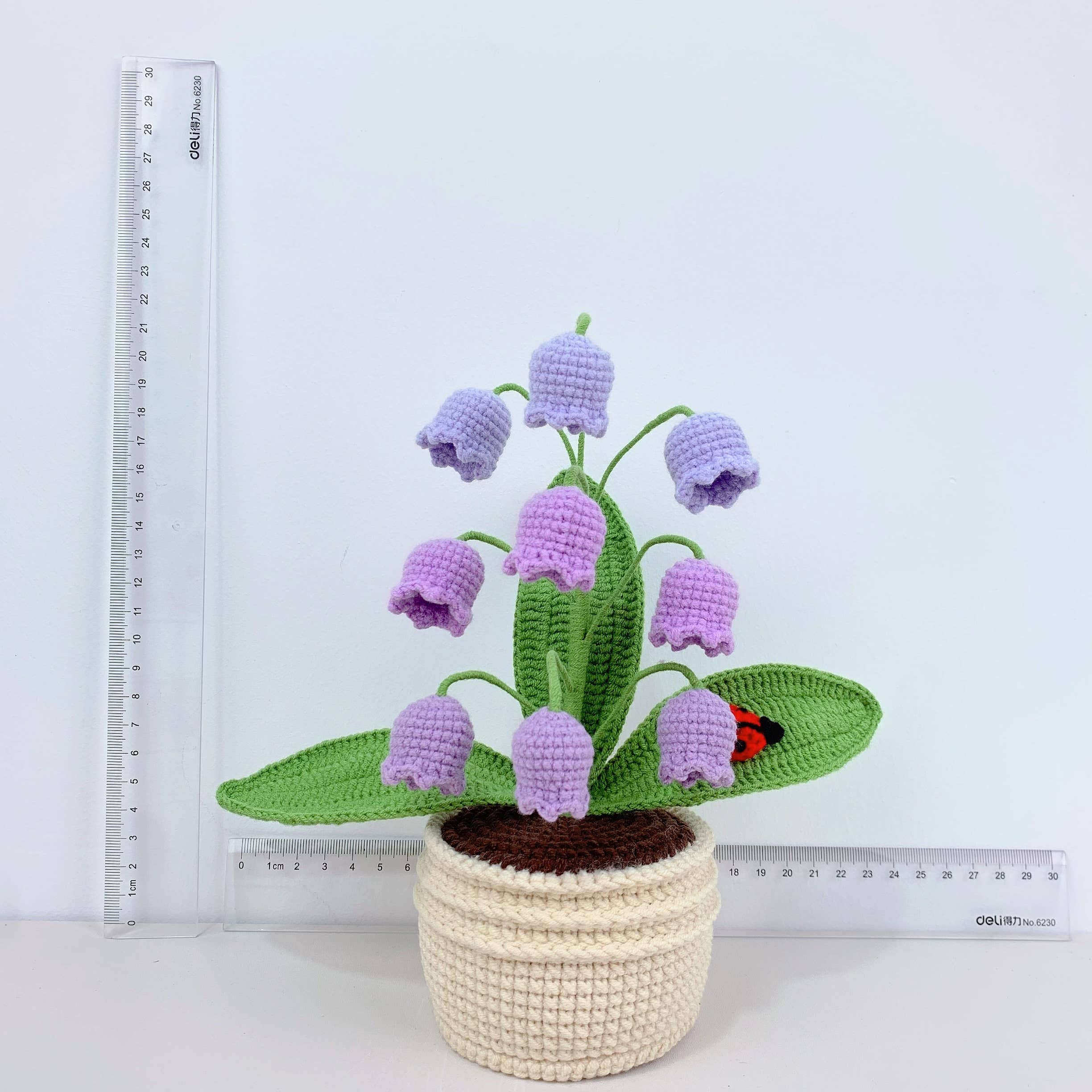 Lilyrosy（Duty free) - Wholesale Artificial Flowers - Crochet Lily of the Valley Pots, Handmade home decor1