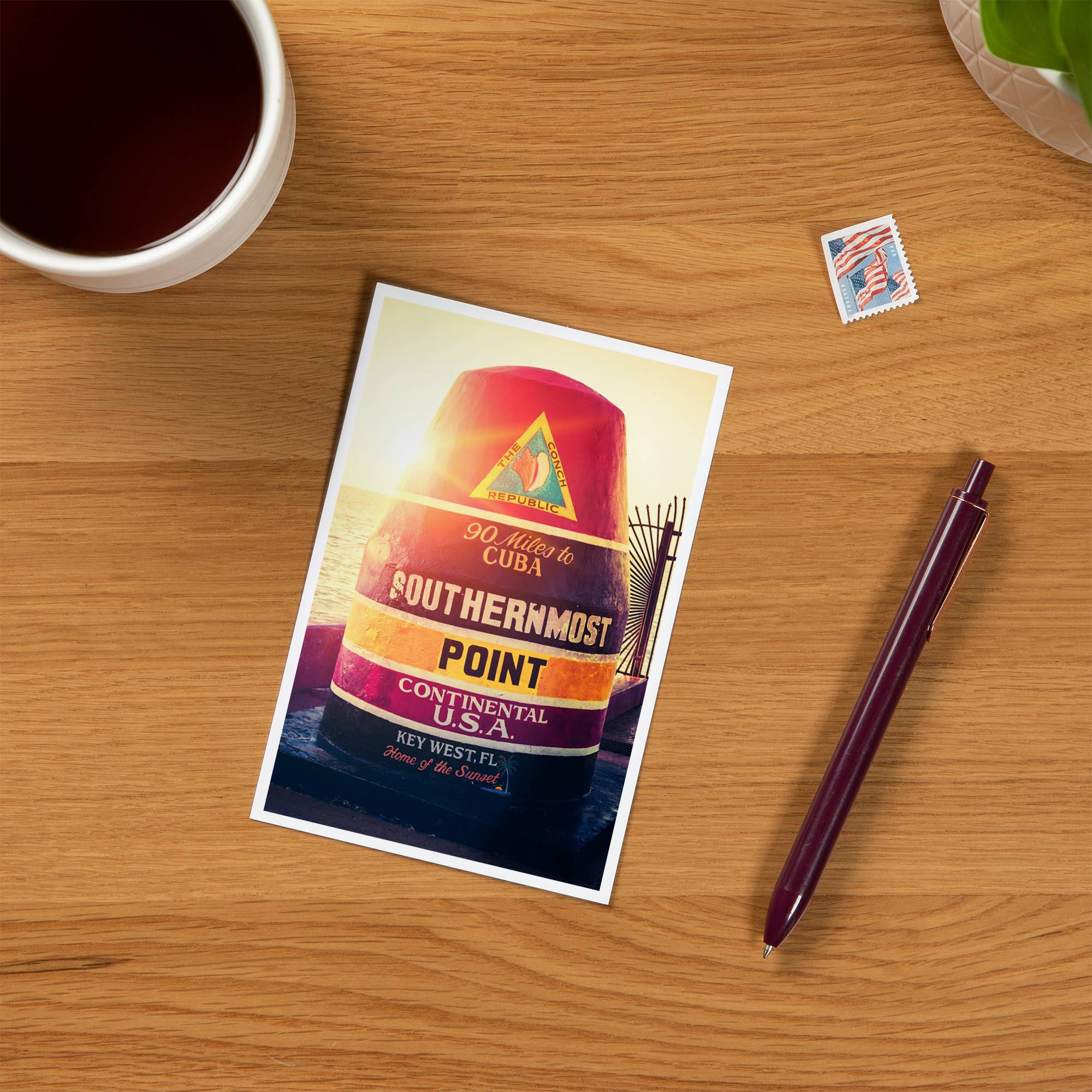 Lantern Press - Wholesale Postcard - PREMIUM POSTCARDS Key West, Florida, 90 Miles to Cuba Sign1