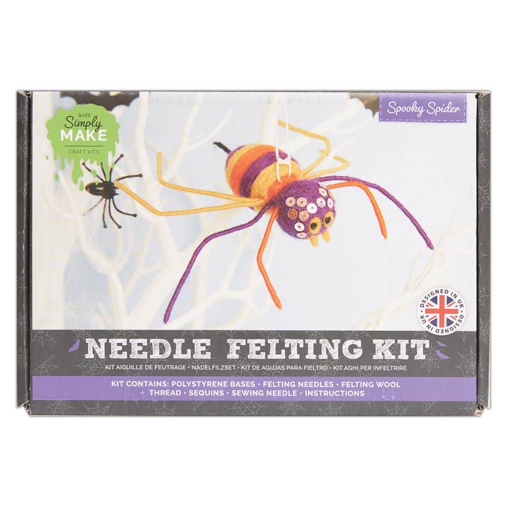 Simply Make Needle Felting Kit Halloween Spider, Gifts for wholesale by West Design Products