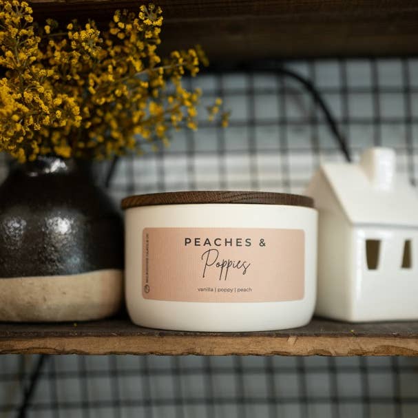 Milkhouse Candle Company - Wholesale Jar/Filled Candle - Peaches & Poppies | 10 oz Signature Statement Candle3