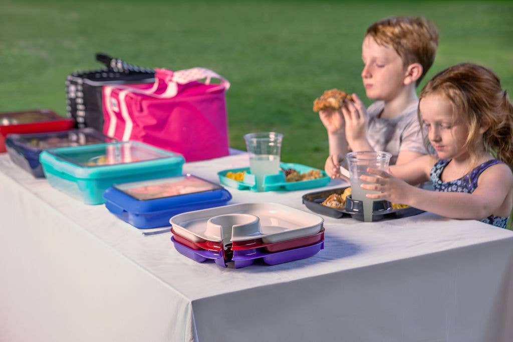 Fancy Panz - Wholesale Disposable Plate - Reusable Party Plates w/ Cup Holder - Set of 4 - Charcoal9